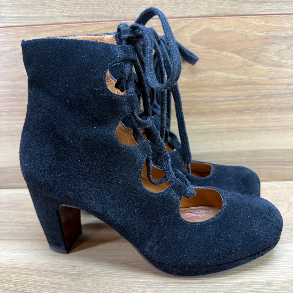 CHIE MIHARA Jamara Booties Womens 5 EU 35 Black Suede Cut Out Edgy Festival Boho